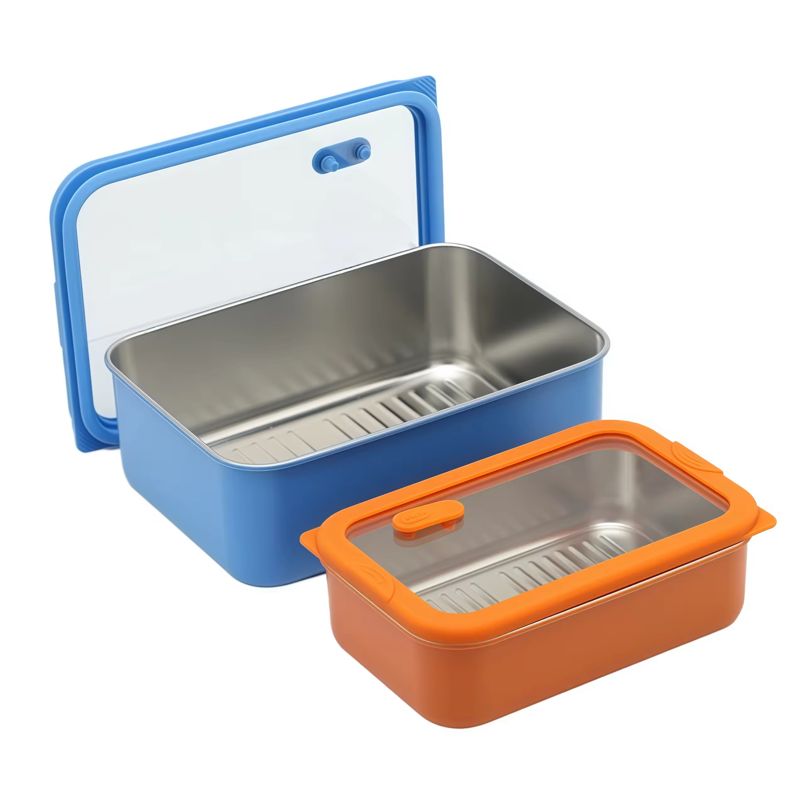 Neues Design 304 Edelstahl Frischhalte-Lunchbox Glasabdeckung Auslaufsichere Heizung Lebensmittelqualität Mikrowellenversiegelte Box