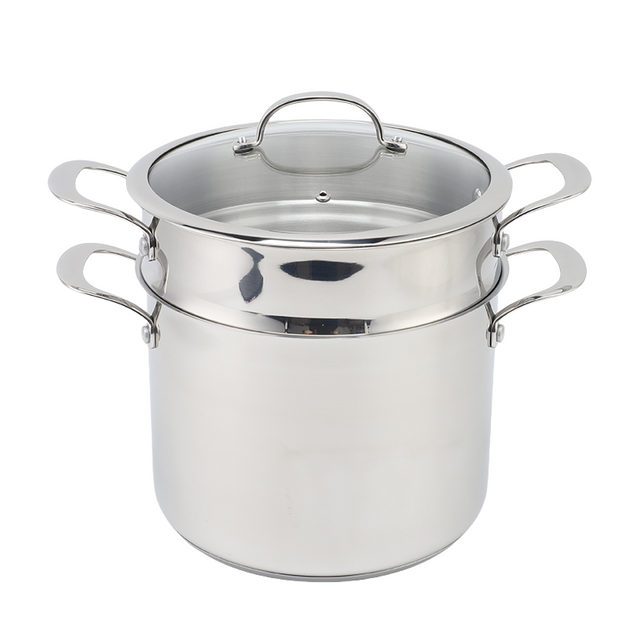 Factory Supply Kitchenware 8-Liter-Nudelkocher aus Edelstahl, 24-cm-Nudelkocher, Dampfgarer mit mehreren Töpfen