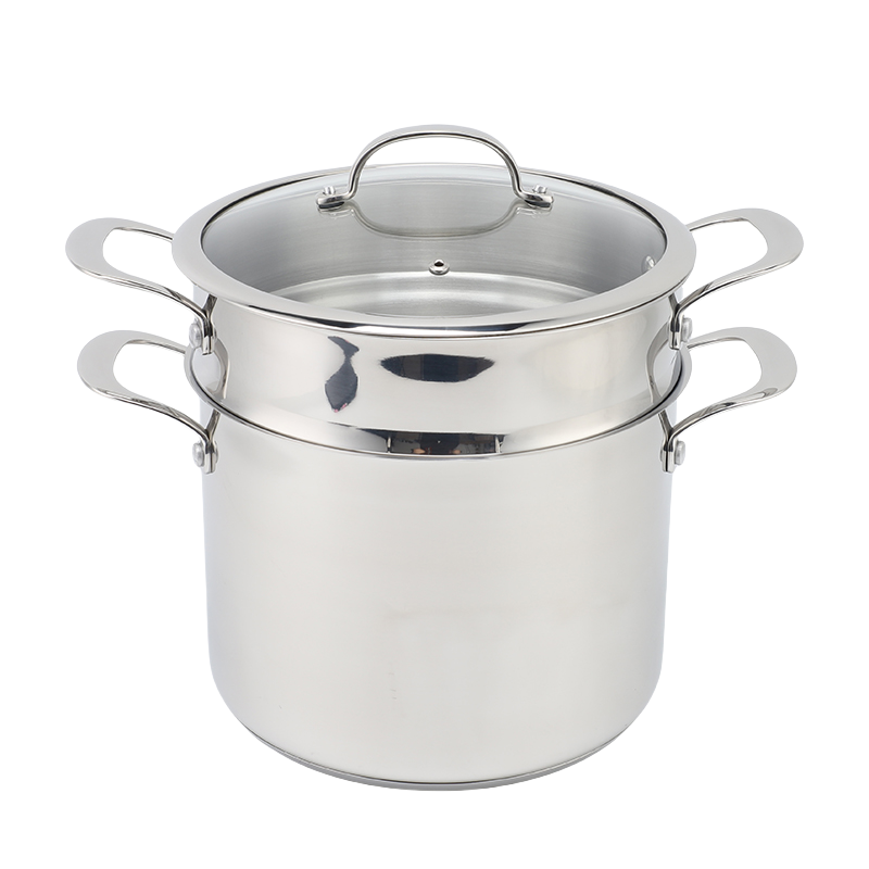 Factory Supply Kitchenware 8-Liter-Nudelkocher aus Edelstahl, 24-cm-Nudelkocher, Dampfgarer mit mehreren Töpfen