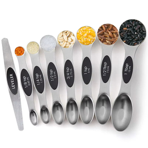 Maßgeschneidertes, heiß verkauftes magnetisches Messlöffel-Set/Doppelend-Design für Trockene und Flüssigkeiten/Küchenzubehör-Gadget-Metall-Set mit 8 Stück