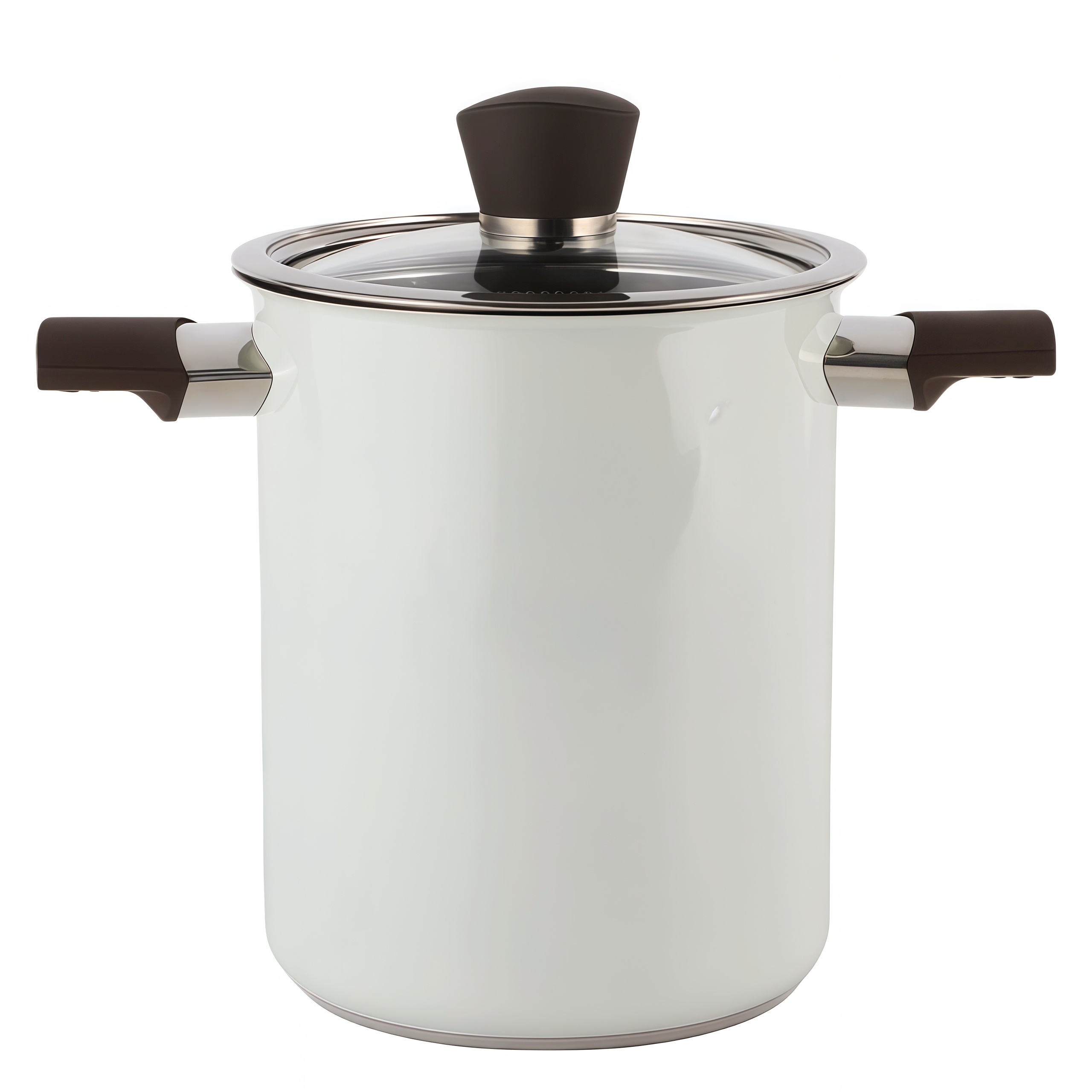 Spargel-Dämpftopf mit Netzkorb, 3 Quart, Gemüsekocher aus Edelstahl mit Deckel aus gehärtetem Glas, Außenspray, weiße Hochtemperaturfarbe