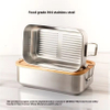 Neues Design 304 Edelstahl Frischhalte-Lunchbox Bambusdeckel Auslaufsichere Heizung Lebensmittelqualität Mikrowellenversiegelte Box