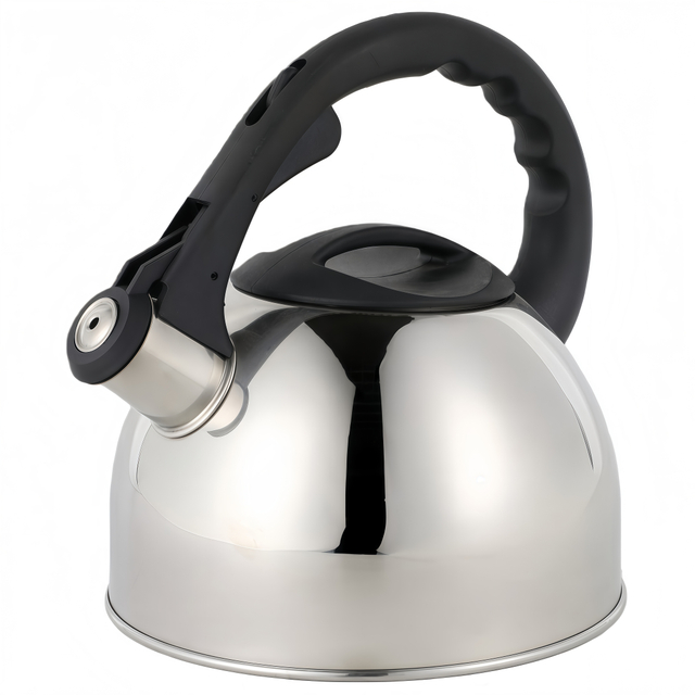 Fabrik-Großhandel 2,5L Whistling Teekessel Topf Cool-Touch-Griff Edelstahl-Heißwasser-Teekanne für ALLE Herdplatten