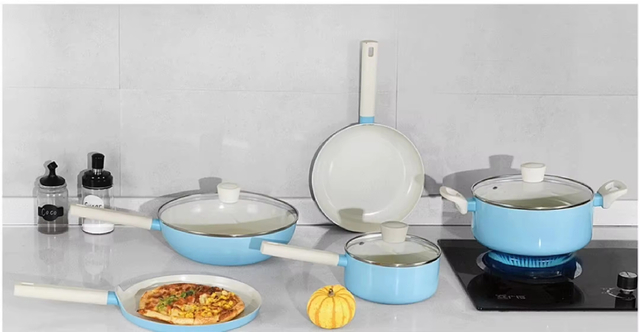 10-teiliges, anpassbares Keramik-Antihaft-Pfannen- und Töpfe-Set, Induktions-Kochgeschirr-Set aus Aluminiumguss, Keramik-Kochgeschirr-Set, Töpfe und Pfannen-Set