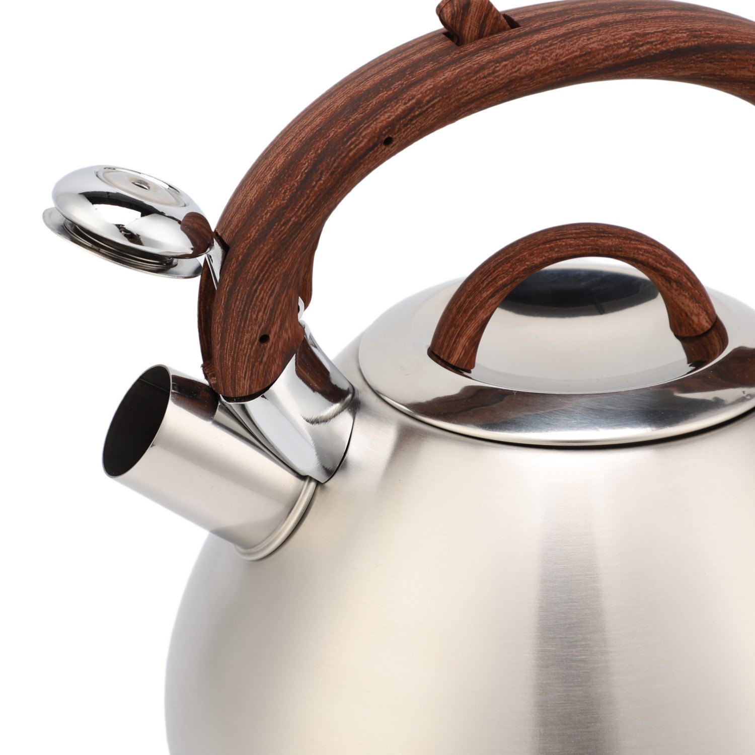 3,0 l Herdplatte aus Edelstahl, neu, lebensmittelecht, poliert, kundenspezifischer Top-Seller, pfeifender Teekessel mit Holzgriff