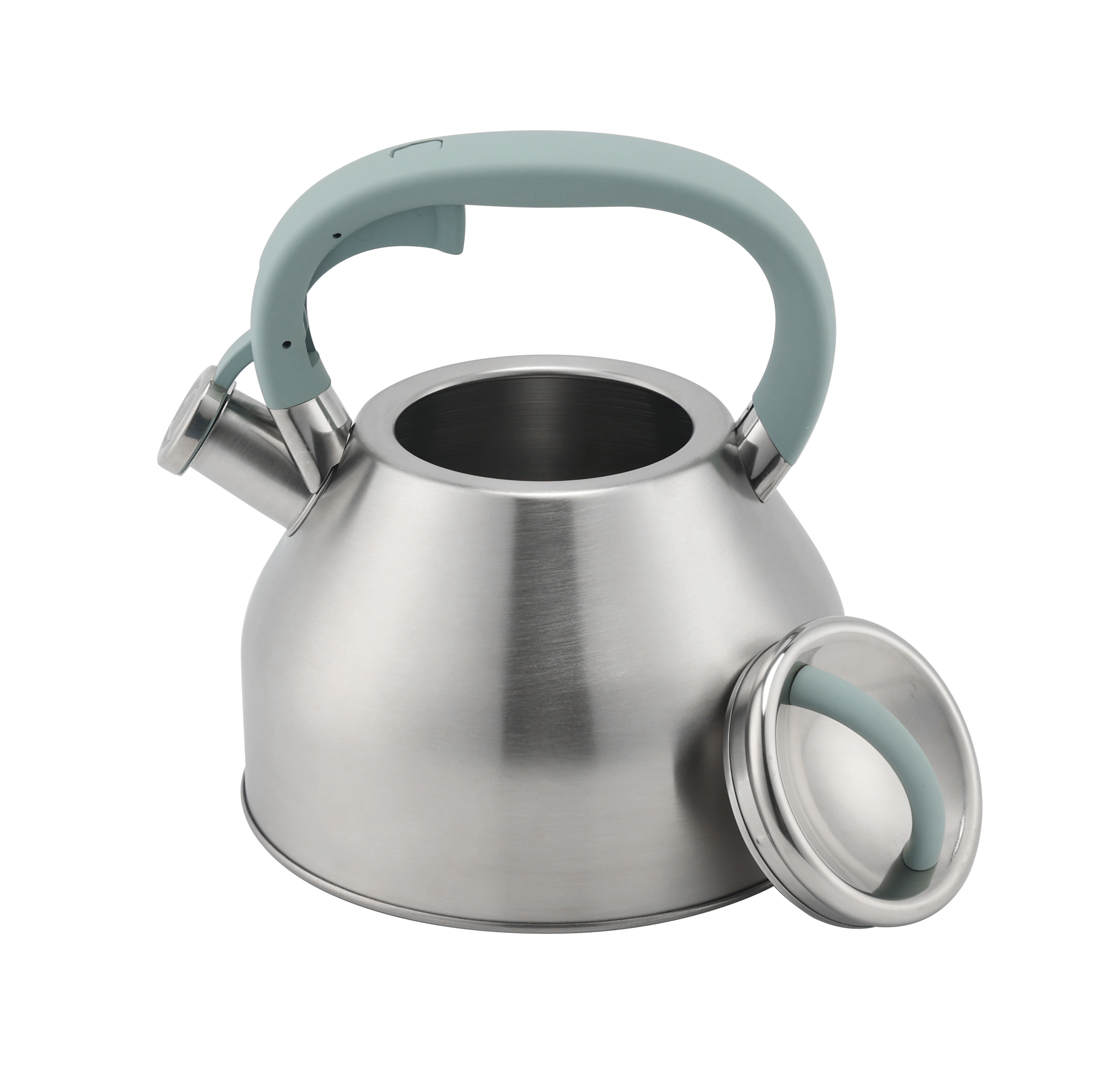 Moderne 3-Liter-Pfeifkessel-Teekanne aus Edelstahl mit Bakelit-Griff, für die Küche, Induktionsherd, Metallkonstruktion