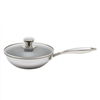 Dreilagige Hybrid-Pfanne und Wok mit doppelten Ohren, PFAS, PFOA-frei, Waben-Edelstahl-Antihaft-Wok-Pfanne, Kochgeschirr mit Glasdeckel