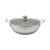 Dreilagige Hybrid-Pfanne und Wok mit Doppelohren, PFAS, PFOA-frei, Titanbeschichtung, Edelstahl, Antihaft-Wok-Pfanne, Kochgeschirr mit Glasdeckel