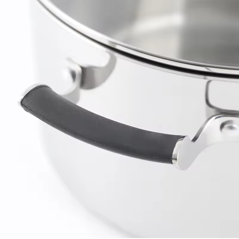 High Quitity 9-teiliges dreilagiges Edelstahl-Küchengeschirr-Kochtopf-Kochgeschirr-Set mit Deckel aus gehärtetem Glas