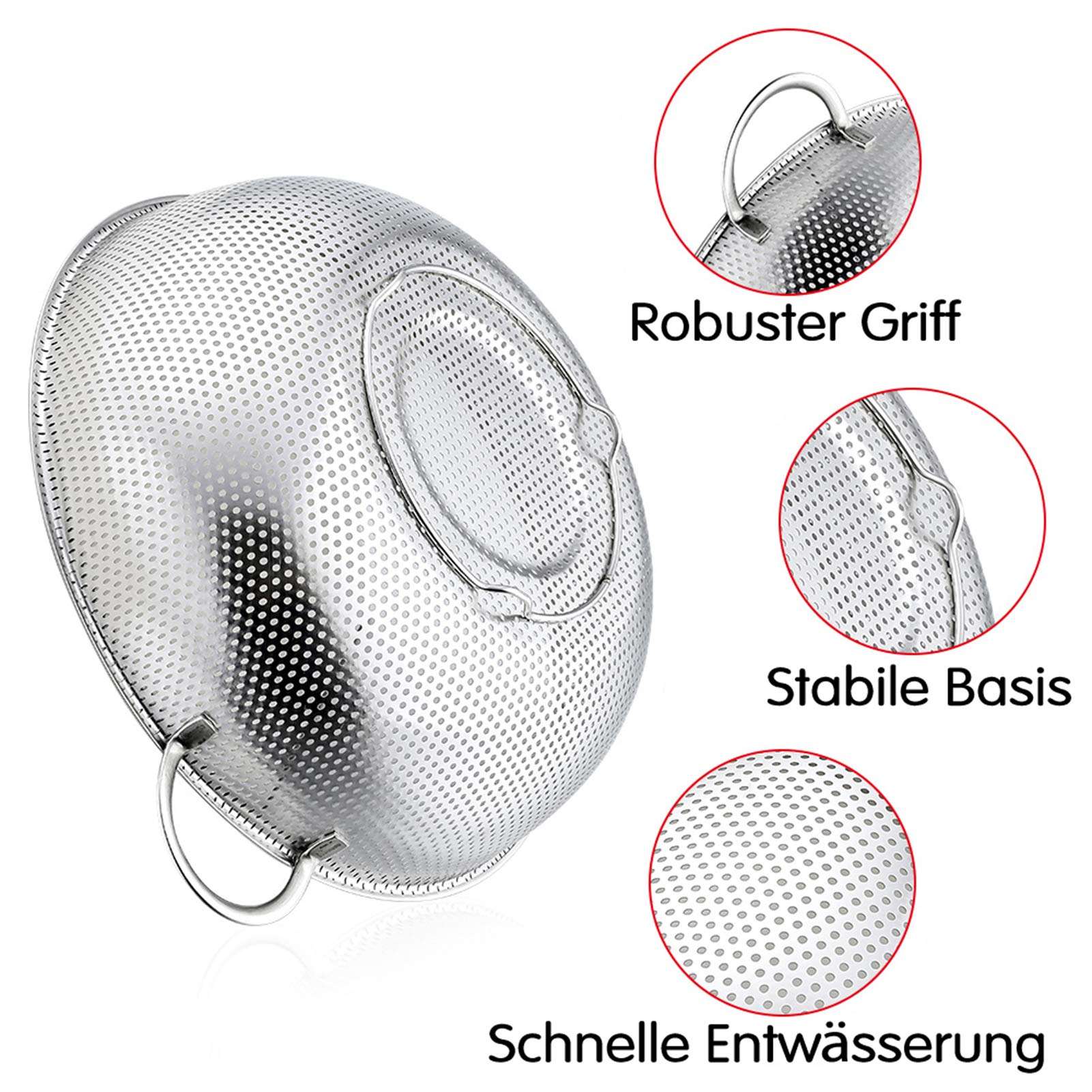 Neue Edelstahl-Küchensiebe mit Griff, Küchen-Lebensmittelsiebkorb zum Waschen von Gemüse, Obst und Gemüse