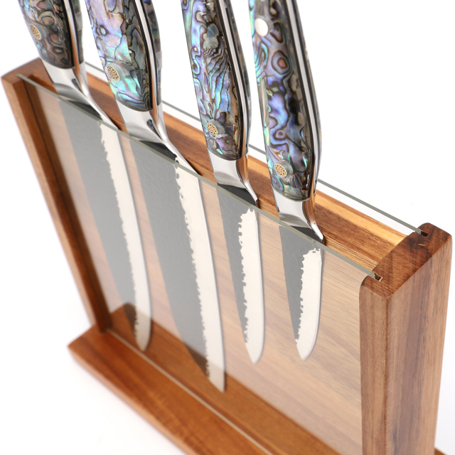 Großhandel mit individuellem Logo, 8-Zoll-Santoku-Brotschälmesser, Chef-Küchenmesser aus 5cr15-Edelstahl mit Abalone-Griff