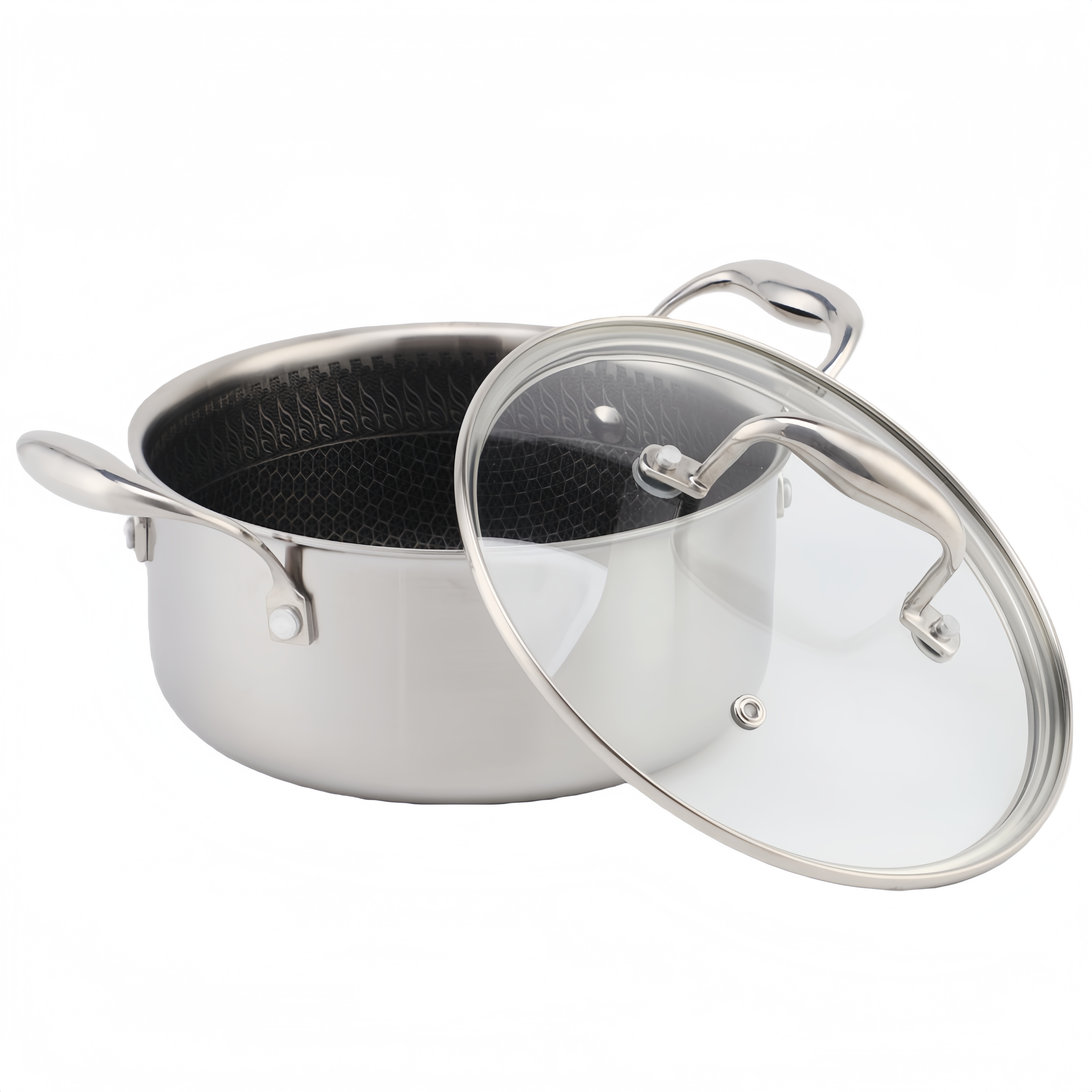 Neues antihaftbeschichtetes, dreilagiges Waben-Kochgeschirr-Set aus Edelstahl, Töpfe und Pfannen aus Edelstahl, Bratpfanne, Wok, Pizza-Pfanne, Kochtopf, Topf-Set