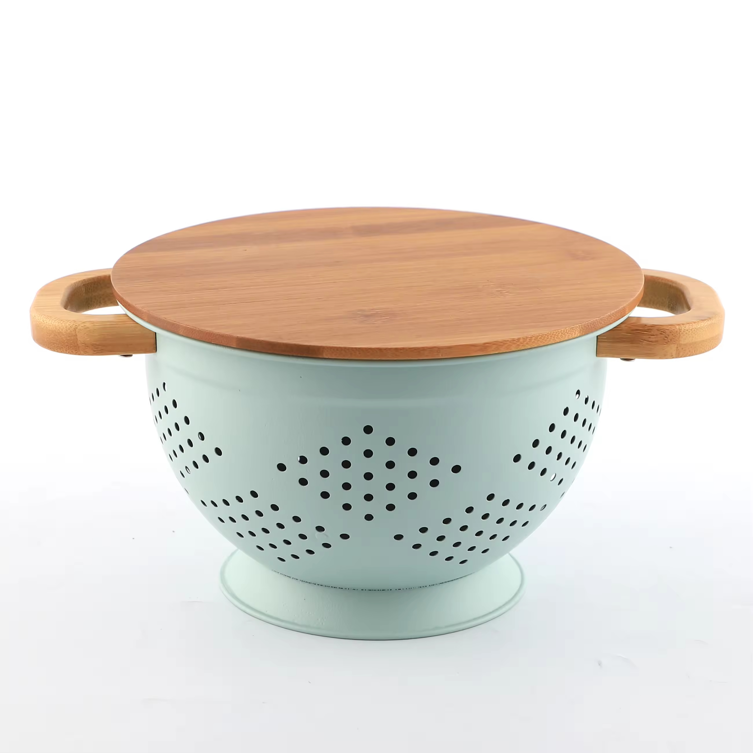 Obst Gemüse Küche Sieb Siebe Set Edelstahl Abfluss Waschen Lagerung Abflusskorb Mit Holzgriff Deckel