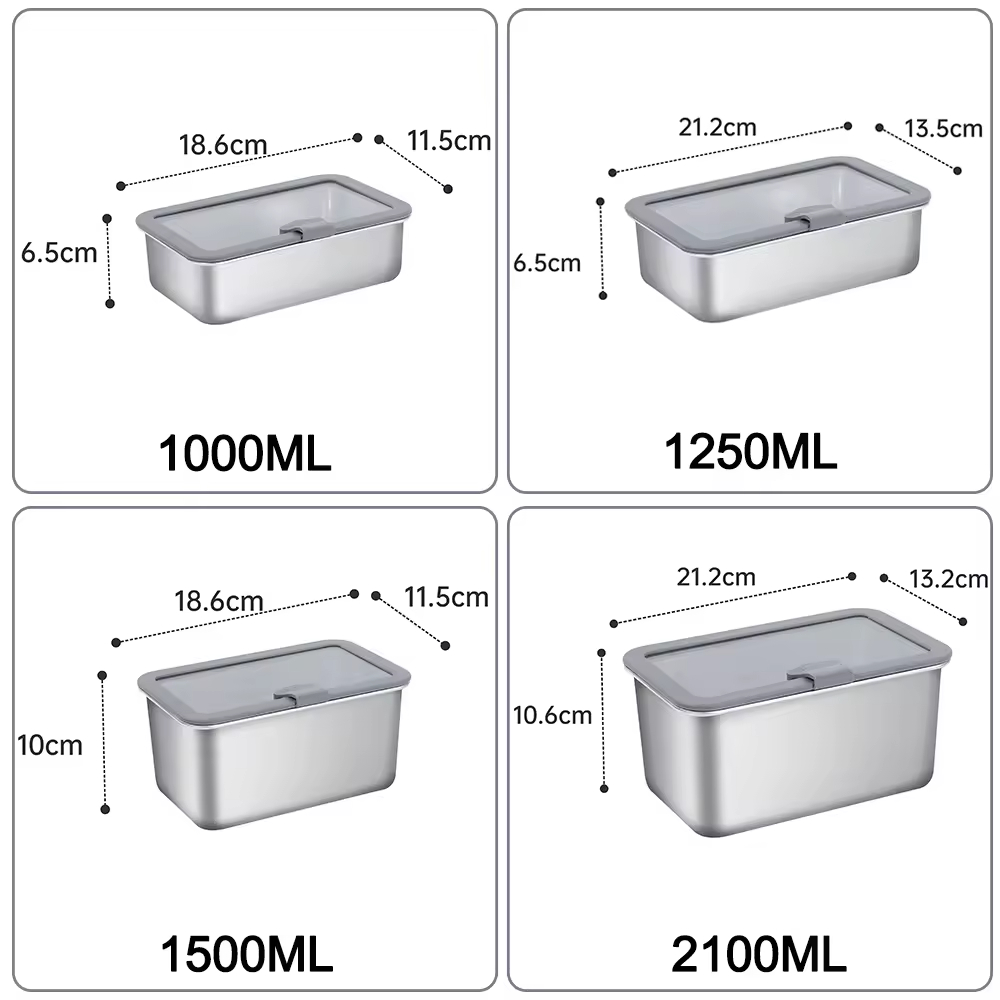 Design 304 Edelstahl Frischhalte-Lunchbox Glasabdeckung Auslaufsichere Heizung Lebensmittelqualität Mikrowellenversiegelte Box