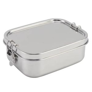 Neue Edelstahl-Sandwichbox, Schule, Metall, Bento-Lunchbox, Kinder-Lebensmittelbehälter mit Deckel, mit auslaufsicherem Deckel