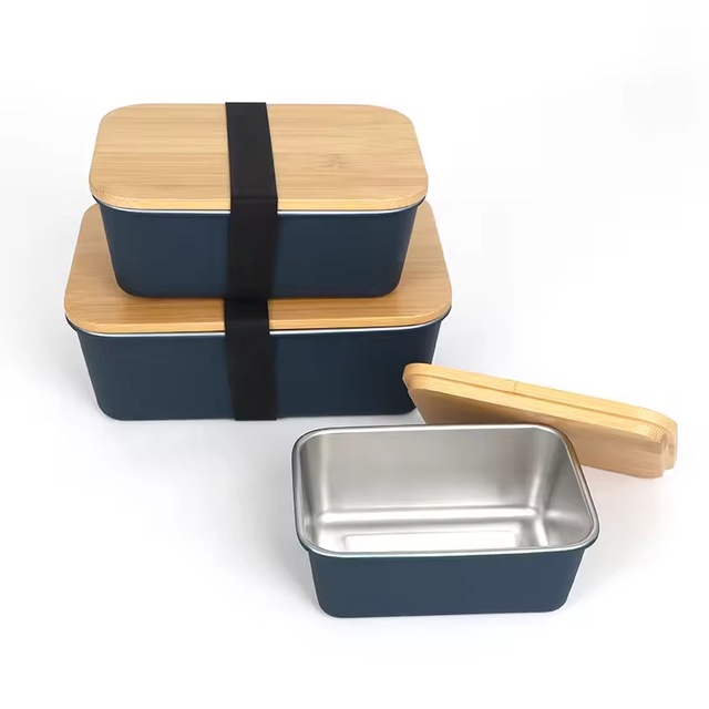 Lebensmittelbehälter, Bento-Lunchbox, Lunchbox aus Edelstahl 304 mit Bambusdeckel