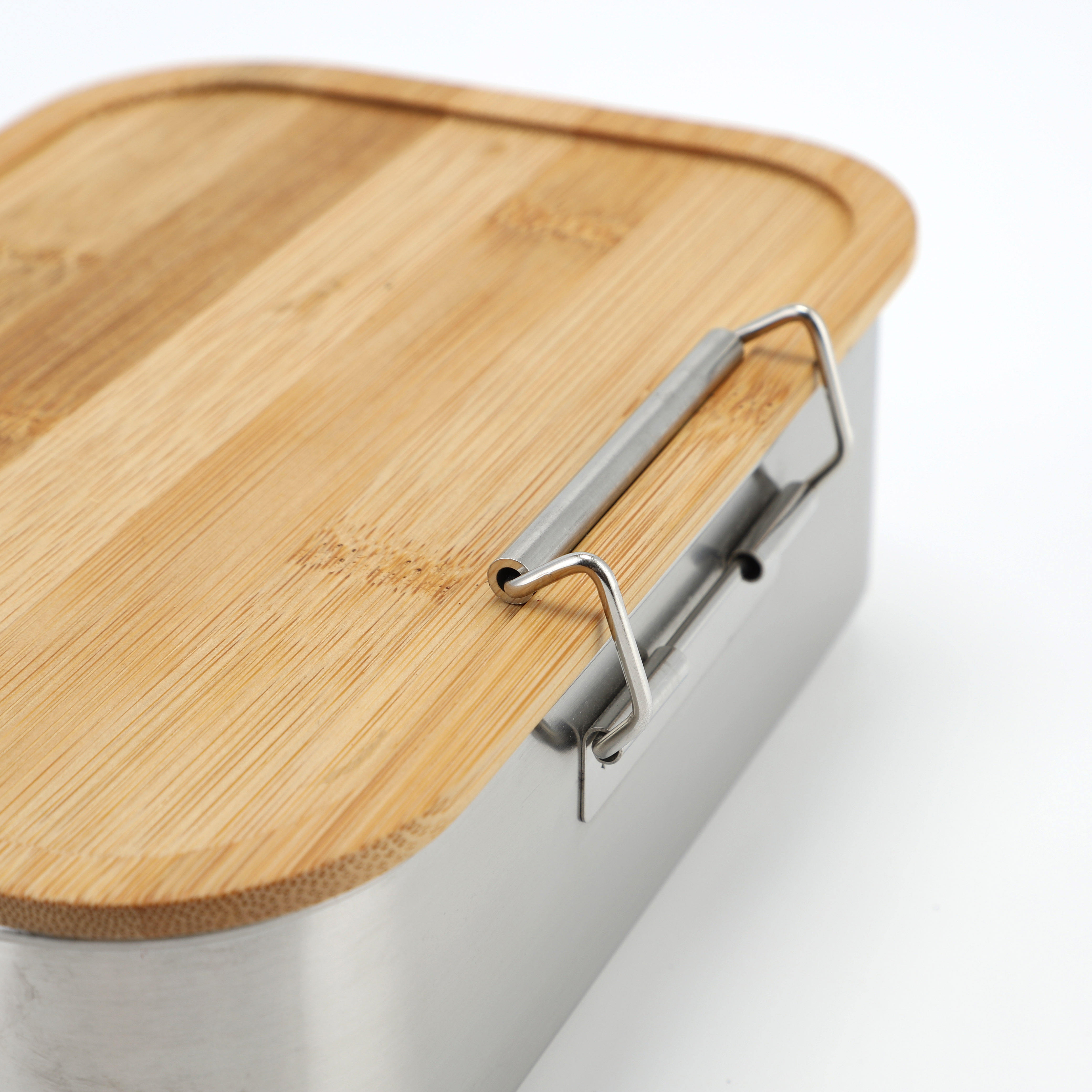 Neuer Bambusdeckel, Edelstahl-Lebensmittelbehälter, Lebensmittelverpackungsbehälter, auslaufsichere Metall-Bento-Lunchbox, Edelstahl-Lebensmittelträger
