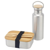 Wasserflasche aus Edelstahl 304 und Bambusdeckel, Lunchbox, Lebensmittelverpackungsbehälter, auslaufsichere Metall-Bento-Lunchbox, Lebensmittelträger