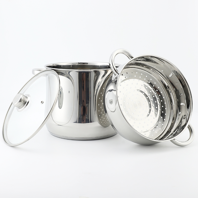 Factory Custom Kitchen Edelstahl-Suppendampfer-Topf-Set mit Glasdeckel, Edelstahl-Kochtopf-Set, Kochgeschirr-Sets