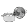 Fabrik-Direktverkauf Mehrzweck-2-Schicht-Dampftopf aus Edelstahl mit Dampfkorb und Deckel aus gehärtetem Glas
