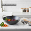 Fabrik-exklusives Design, gewürzter Karbonstahl, 14 Zoll/35 cm, Wok-Pfanne, natürlich antihaftbeschichtet, Pfannen, Bratpfannen, Induktionskompatibel