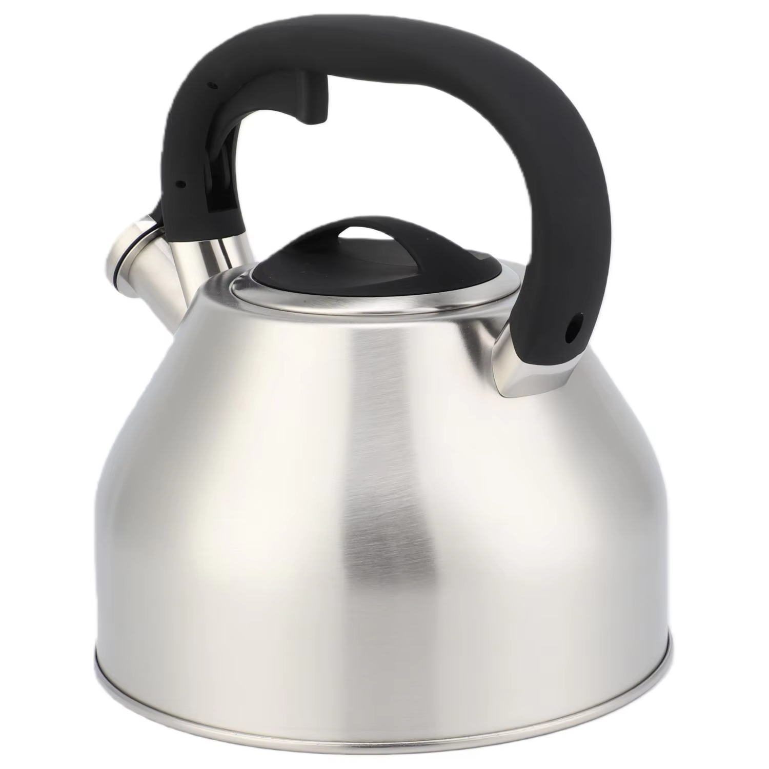 Moderner 3-Liter-Pfeifkessel aus Edelstahl mit Kunststoffgriff, Metallkonstruktion für die Küche, Induktionsherd, Metallkonstruktion