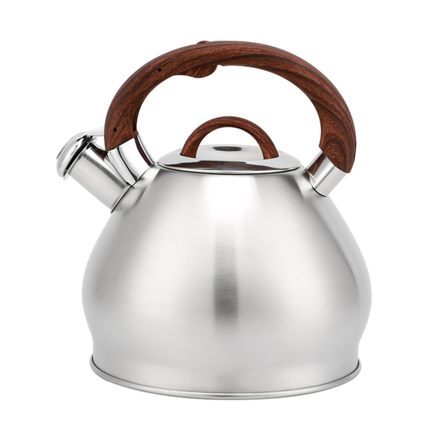 3,0 l Herdplatte aus Edelstahl, neu, lebensmittelecht, poliert, kundenspezifischer Top-Seller, pfeifender Teekessel mit Holzgriff