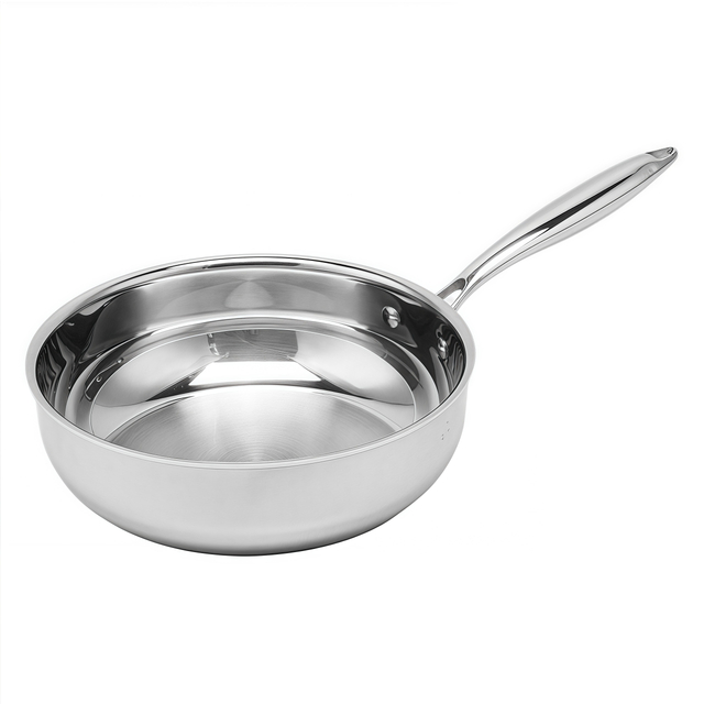Hybrider TriPly-Edelstahl-Antihaft-Wok mit Griff, ohne Beschichtung, antihaftbeschichtetes Kochgeschirr, unterstützt ODM/OEM, ungiftig, ohne PFAS. PFAS