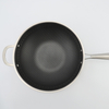 Dreilagige Hybrid-Pfanne und Wok mit doppelten Ohren, PFAS, PFOA-frei, Waben-Edelstahl-Antihaft-Wok-Pfanne, Kochgeschirr mit Glasdeckel