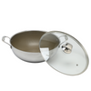 Dreilagige Hybrid-Pfanne und Wok mit Doppelohren, PFAS, PFOA-frei, Titanbeschichtung, Edelstahl, Antihaft-Wok-Pfanne, Kochgeschirr mit Glasdeckel