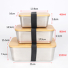 Bambusdeckel, Lebensmittelbehälter aus Edelstahl, Lebensmittelverpackungsbehälter, auslaufsichere Metall-Bento-Lunchbox, Lebensmittelträger aus Edelstahl