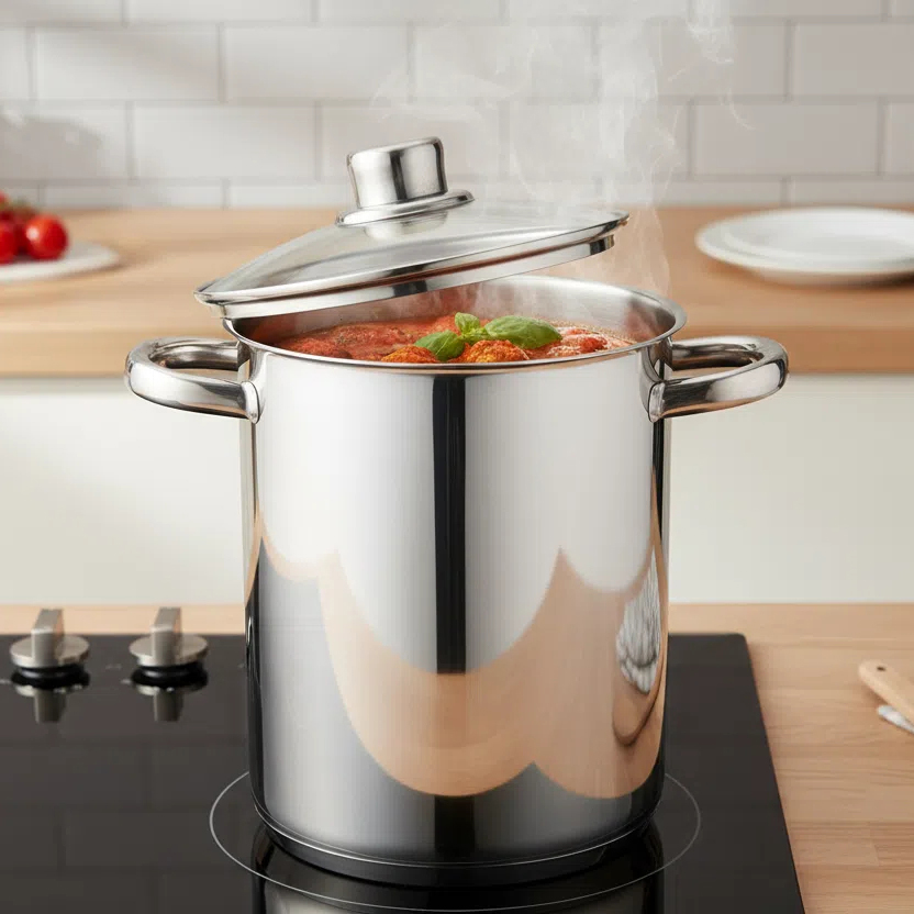 Spargel-Dämpftopf mit Netzkorb, 3 Quart Gemüsekocher aus Edelstahl mit Deckel aus gehärtetem Glas
