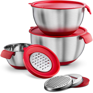 Fabrik-Edelstahl-Rührschüssel mit Ausgießer, Salatschüssel-Set, Salatschleuder-Set, Rührschüssel mit Griff