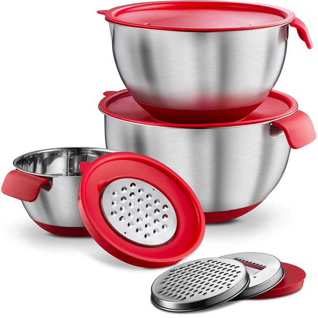 Fabrik-Edelstahl-Rührschüssel mit Ausgießer, Salatschüssel-Set, Salatschleuder-Set, Rührschüssel mit Griff