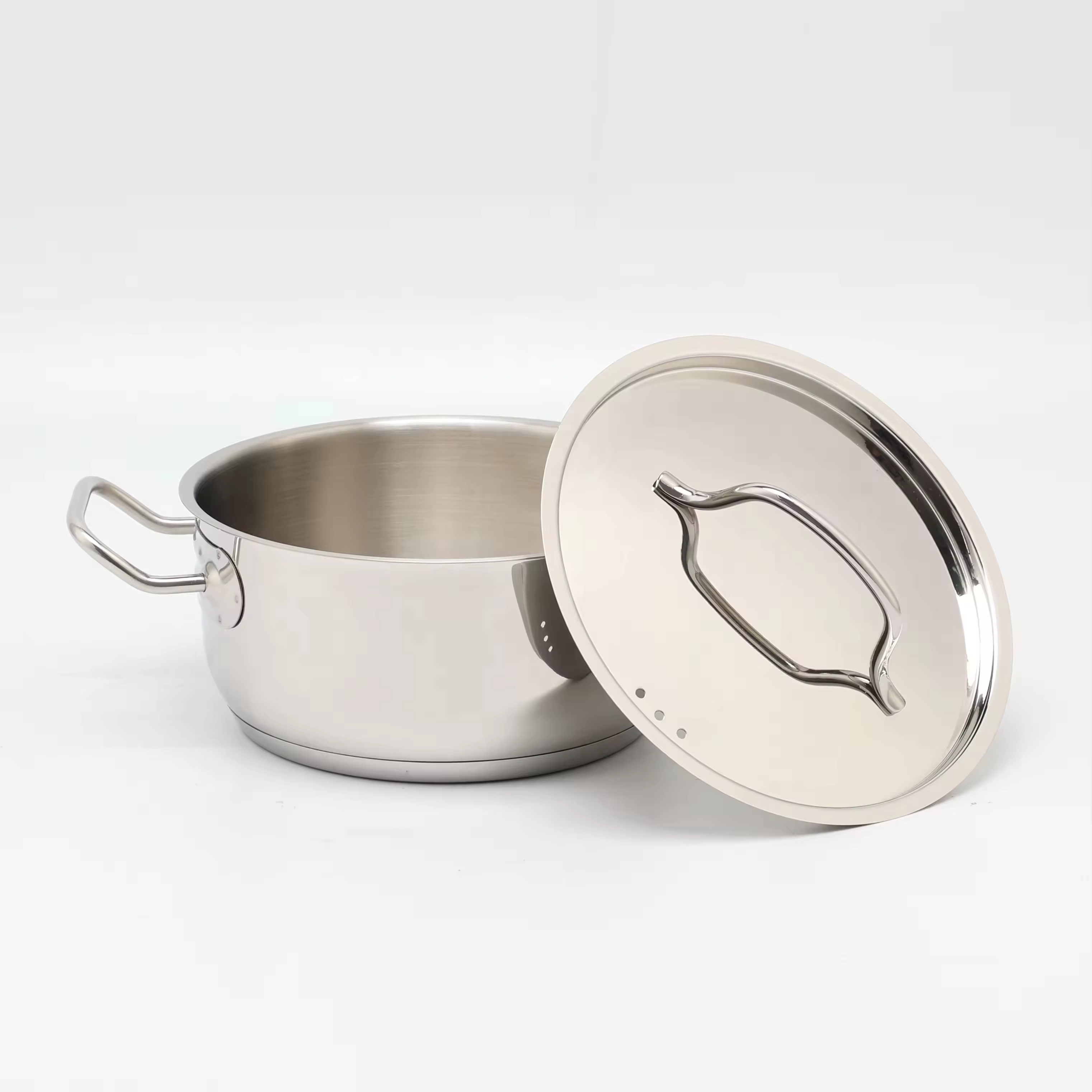 Großhandel mit kundenspezifischen Edelstahl-Kochtöpfen, induktionssicheren Töpfen und Pfannen, ungiftigem Küchenkochgeschirr-Set mit Edelstahldeckel