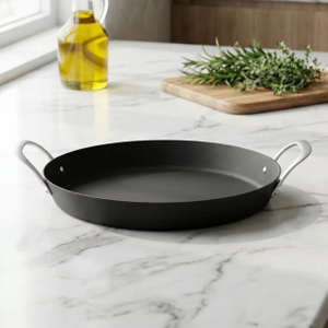 Paella-Pfanne, 14 Zoll/35 cm, im exklusiven Design der Fabrik, aus abgelagertem Karbonstahl, natürlich antihaftbeschichtete Pfannen, Bratpfannen, Induktionskompatibel