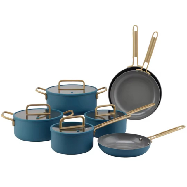 11-teiliges, anpassbares Keramik-Antihaft-Pfannen- und Töpfe-Set, Induktions-Kochgeschirr-Set aus Aluminiumguss, Keramik-Kochgeschirr-Set, Töpfe und Pfannen-Set
