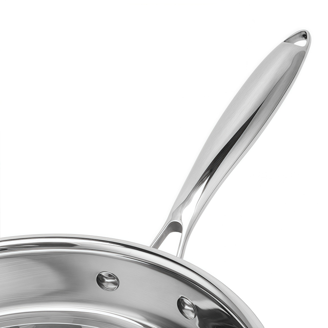 Hybrider TriPly-Edelstahl-Antihaft-Wok mit Griff, ohne Beschichtung, antihaftbeschichtetes Kochgeschirr, unterstützt ODM/OEM, ungiftig, ohne PFAS. PFAS