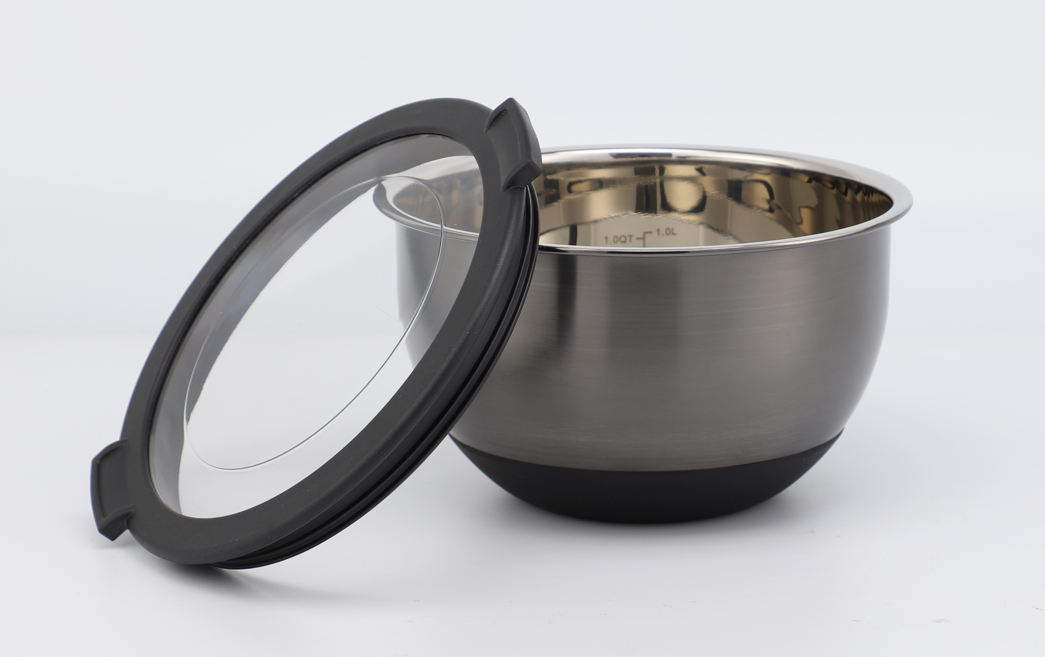 Küchen-Backsalat-Rührschüssel-Set, 16/20/24/26/28 cm, großer Edelstahl mit Silikonboden, polierte Technik