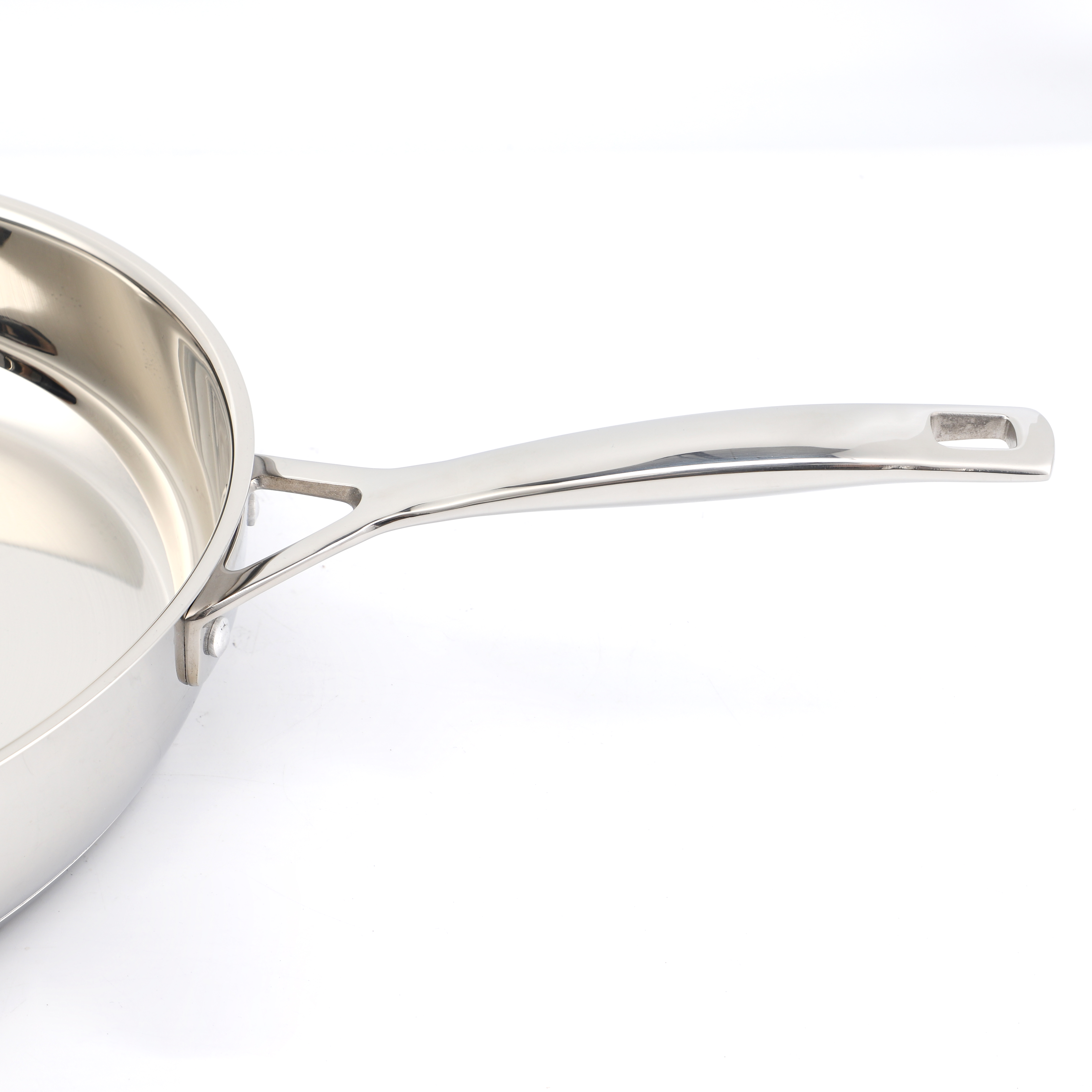 Heißer Verkauf Großhandel dreilagige Basis Edelstahlpfanne 20/24/26/28 cm 8 Zoll/10 Zoll/12 Zoll nicht beschichtete Kochgeschirr-Bratpfanne