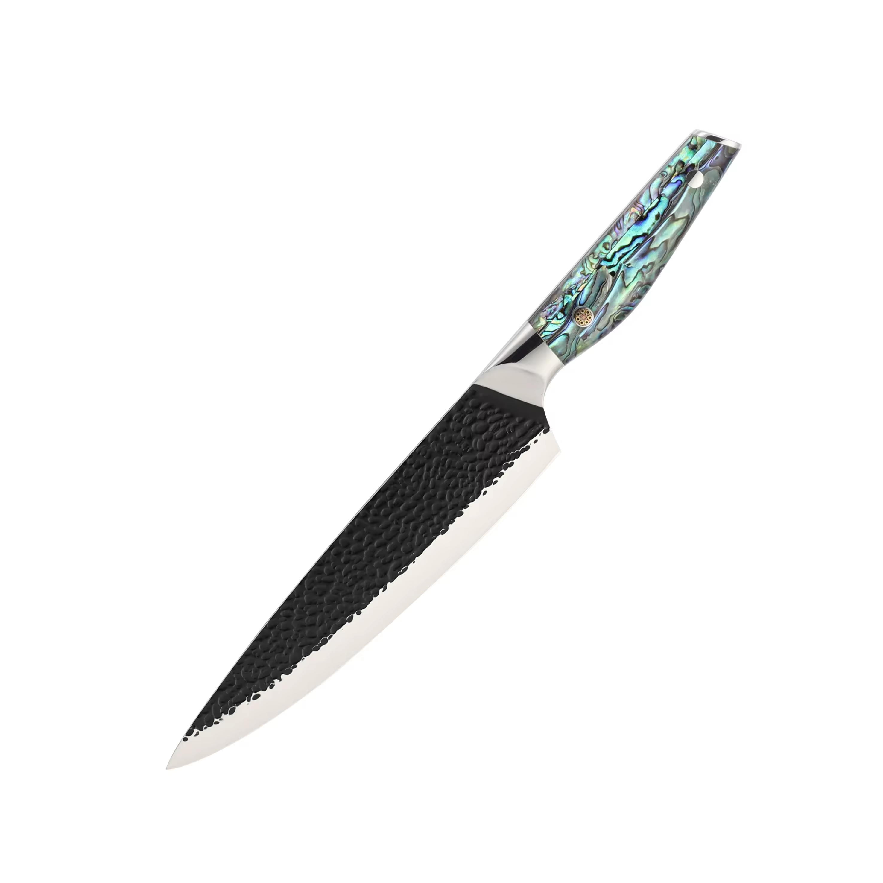 Großhandel mit individuellem Logo, 8-Zoll-Santoku-Brotschälmesser, Chef-Küchenmesser aus 5cr15-Edelstahl mit Abalone-Griff