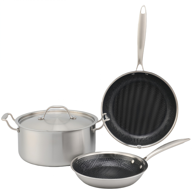 Kitchenware Triply Edelstahl-Topf, Suppentopf, Bratpfanne, Kochgeschirr-Set mit Deckel