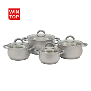 Großhandel mit klassischem Marmor-Steinmuster-Kochgeschirr-Set, umweltfreundlichem Edelstahl-Auflauf-Set, Suppen- und Suppentöpfen mit Deckel