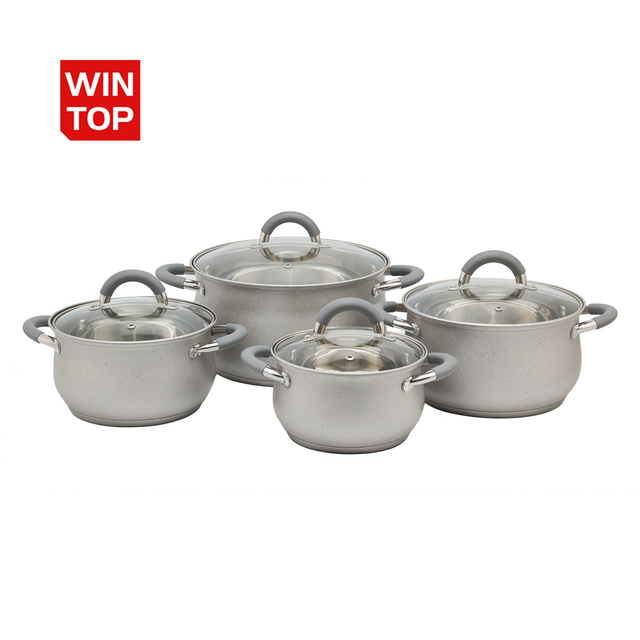 Großhandel mit klassischem Marmor-Steinmuster-Kochgeschirr-Set, umweltfreundlichem Edelstahl-Auflauf-Set, Suppen- und Suppentöpfen mit Deckel