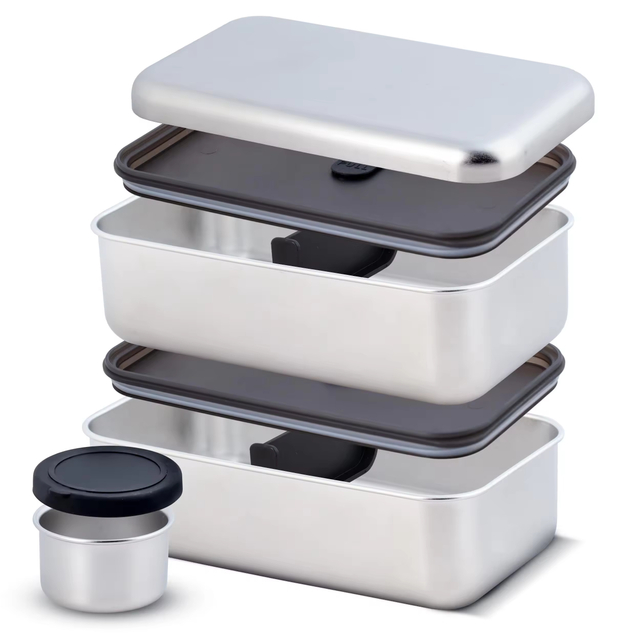 Neues Design 304 Edelstahl Bento Box Lunchbox Edelstahldeckel Auslaufsichere Heizung Lebensmittelqualität Mikrowellenversiegelte Box