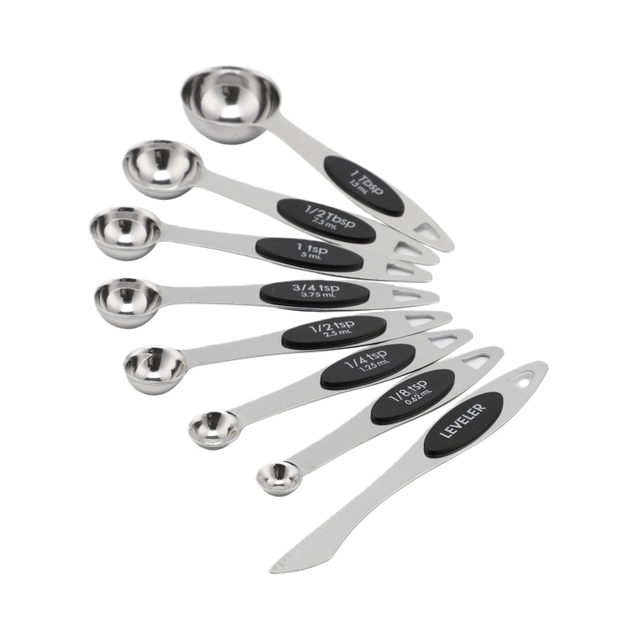 Magnetisches Messlöffel-Set aus Edelstahl mit Nivellierer zum Backen und Löffel