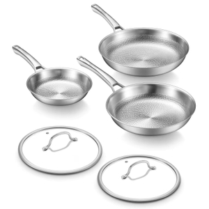 Heißer Verkauf Großhandel 20/24/26/28 cm 8 zoll/10 zoll/12 zoll Nicht-Beschichtung 5 Schicht dreilagigen Titan Edelstahl Bratpfanne Kochgeschirr