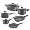 10-teiliges Kochtopf-Set aus recyceltem, schwerem Aluminium mit Antihaftbeschichtung und Grillpfanne, leicht zu reinigen, Marmor-Finish