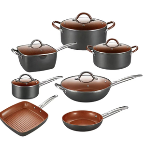 12-teiliges, anpassbares Keramik-Pfannen- und Töpfe-Set mit Antihaftbeschichtung, Induktions-Kochgeschirr-Set aus Aluminiumguss, Keramik-Kochgeschirr-Set, Töpfe und Pfannen-Set
