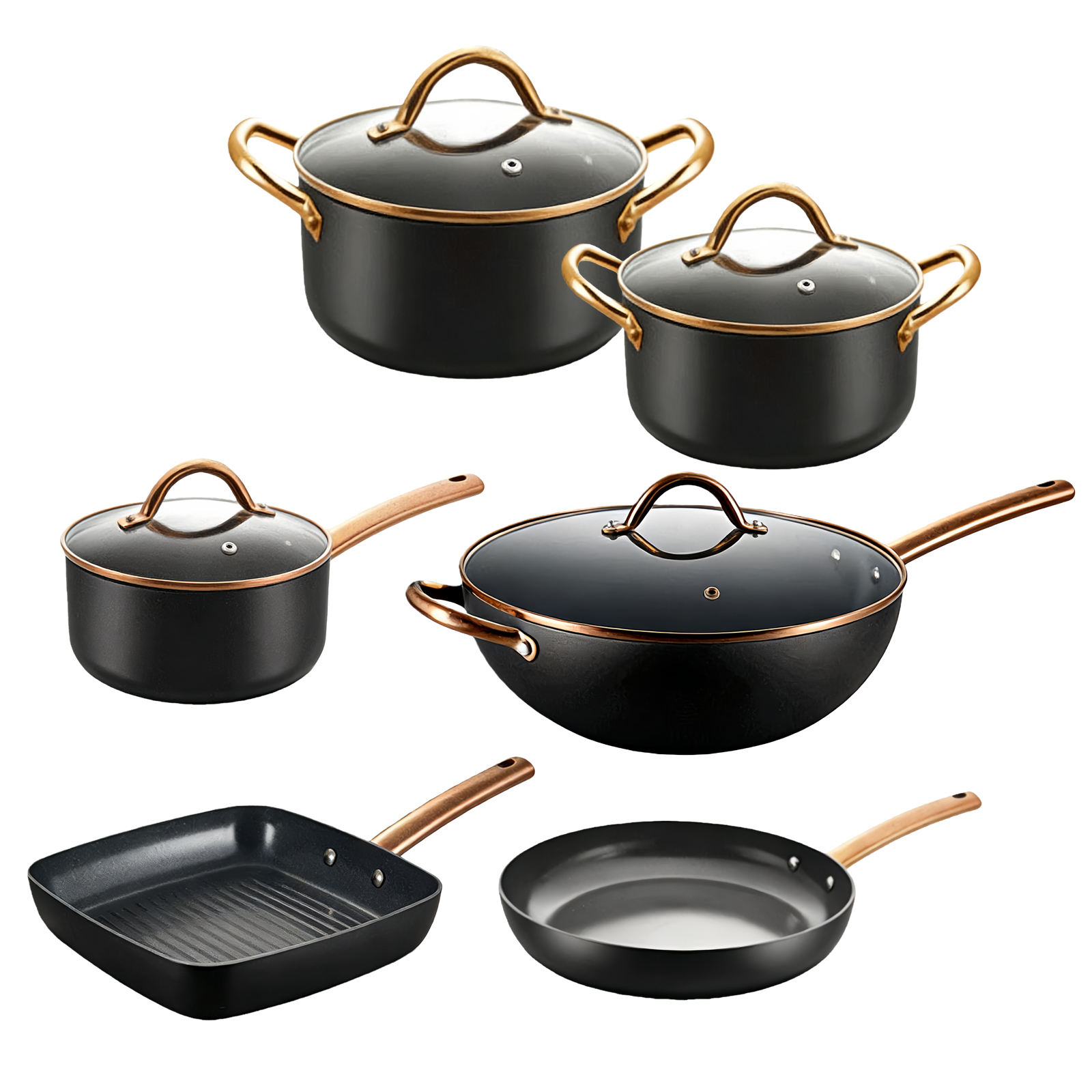 Moderne Home Kitchen-Bratpfanne aus recyceltem, schwerem Aluminium mit Antihaftbeschichtung, Kochpfanne, Grillpfanne, PFOA-frei, kompatibel mit Induktion